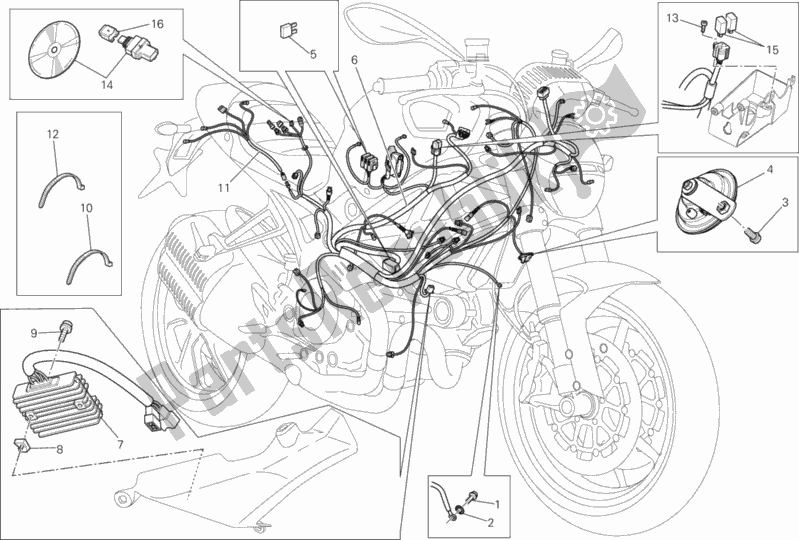 Todas as partes de Chicote De Fiação do Ducati Monster 1100 Diesel USA 2013